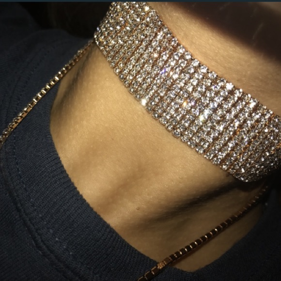 Stunning Diamond Choker with Drop Chain - Picture 6 of 7